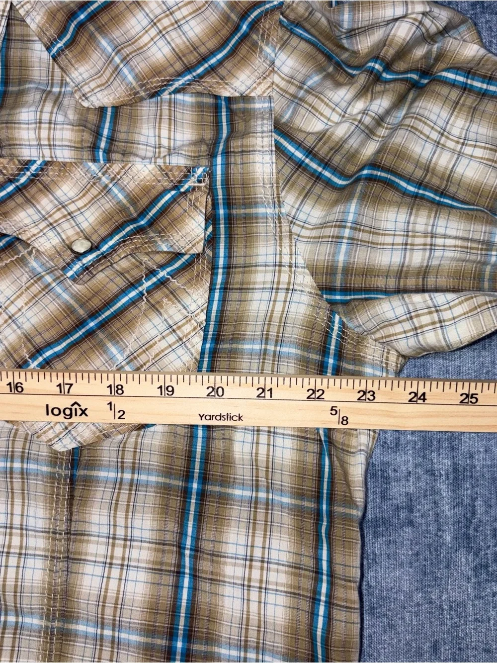 True Religion Pearl Snap Western Plaid Long Sleeve Pockets Mens XXXL Shirt